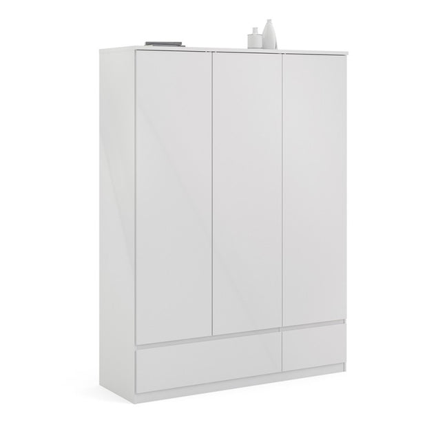 (FURNITURE TO GO) 2 Draw, 3 Door, Gloss, White, Wardrobe by Naia - yofurn