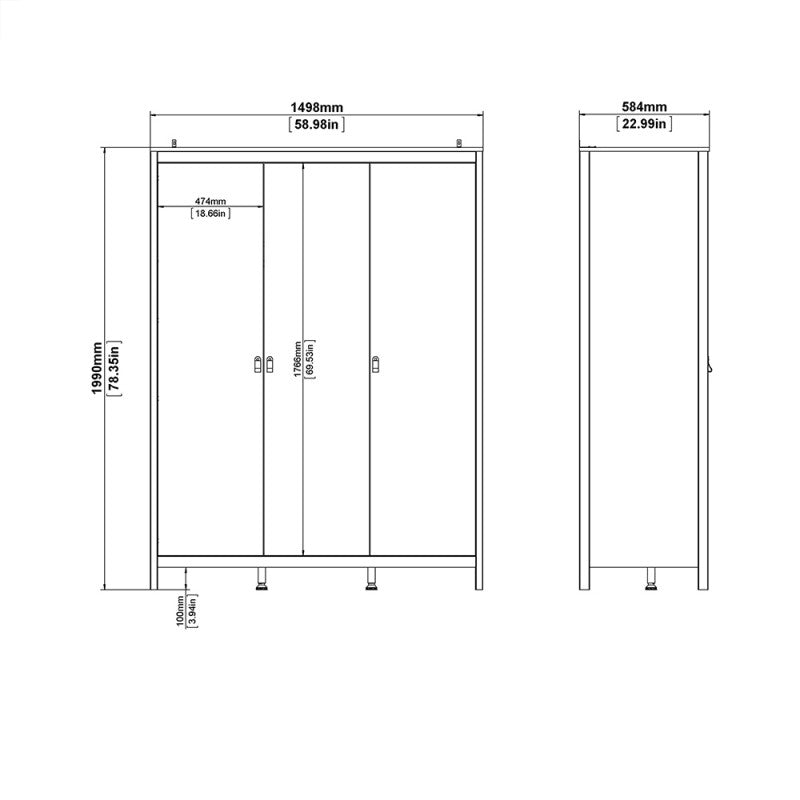 (FURNITURE TO GO) 3 Door, Wardrobe by Barcelona - yofurn