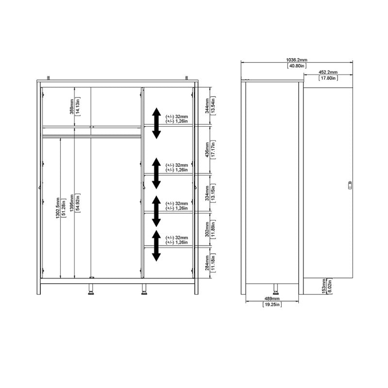 (FURNITURE TO GO) 3 Door, Wardrobe by Barcelona - yofurn