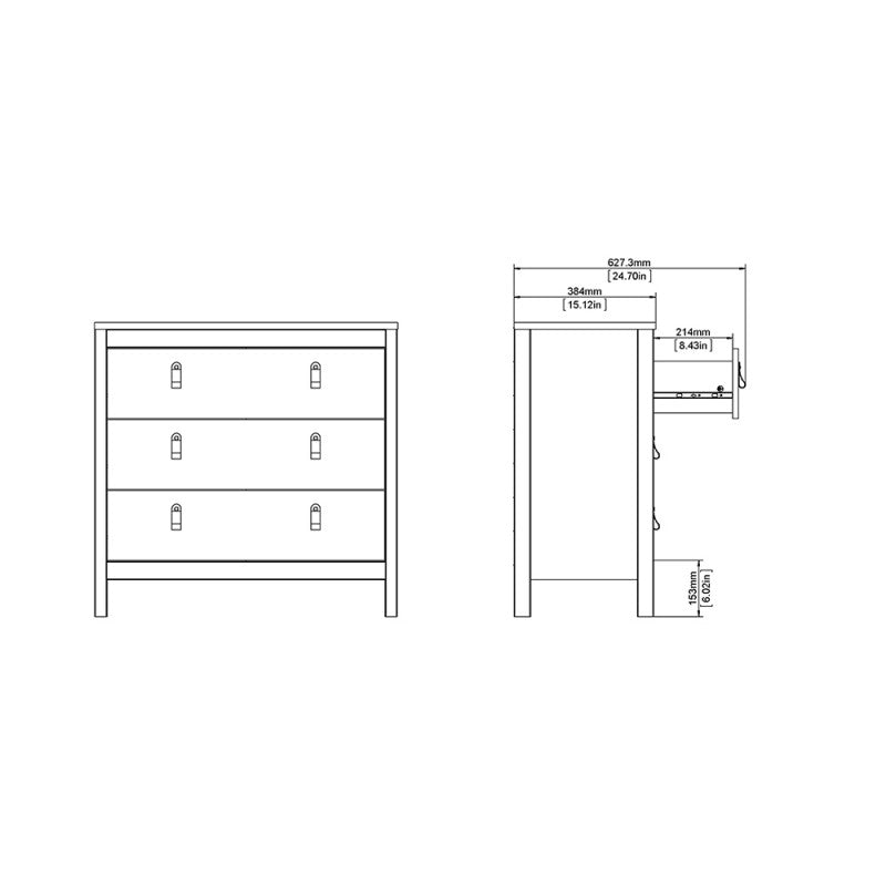 (FURNITURE TO GO) 3 Draw, Chest Drawer by Madrid - yofurn