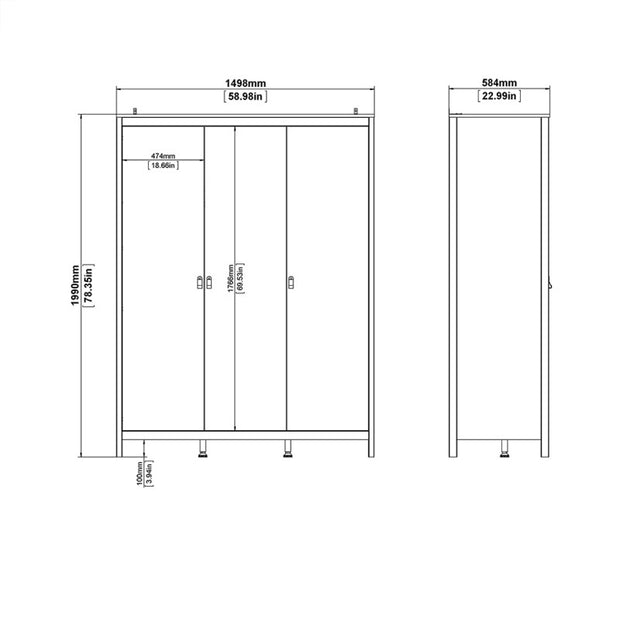 (FURNITURE TO GO) 3 Door, Wardrobe by Madrid - yofurn