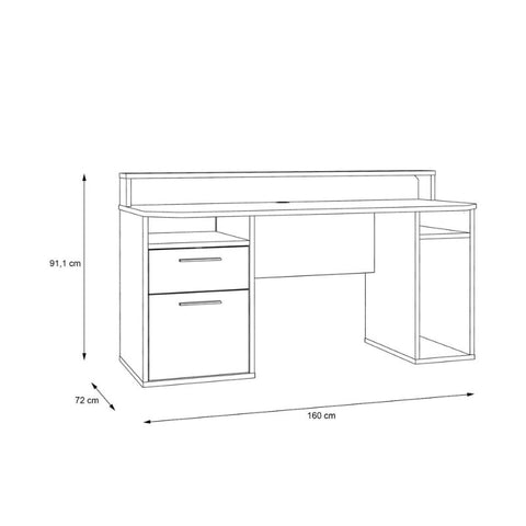 White Computer Gaming Desk with Colour Changing LED Lights by Flair