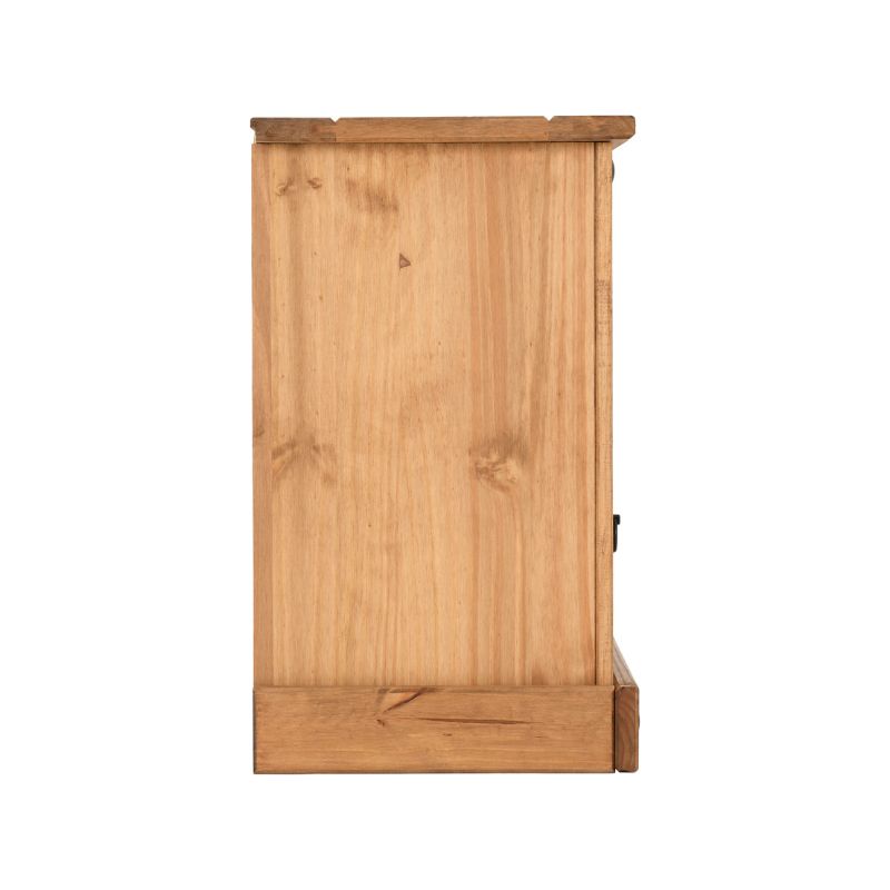 (SECONIQUE) 1 Draw, 1 Door, Brown, Waxed Pine, Bedside Table - yofurn