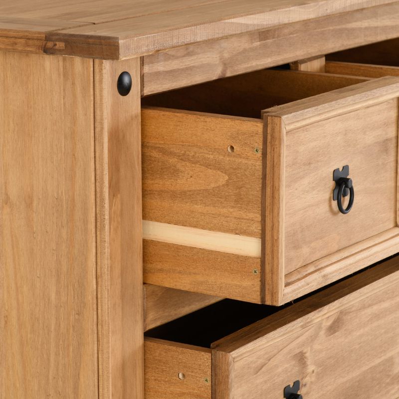 (SECONIQUE) 4 Draw, Brown, Waxed Pine, Chest Drawer - yofurn