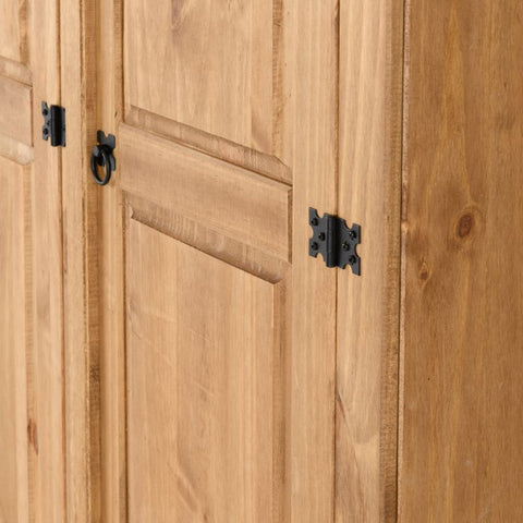 (SECONIQUE) 3 Door, Brown, Waxed Pine, Wardrobe - yofurn