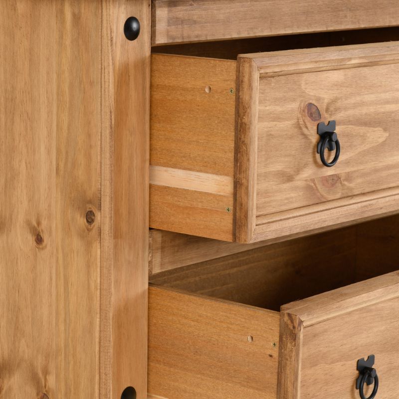 (SECONIQUE) 3 Draw, Brown, Waxed Pine, Chest Drawer - yofurn