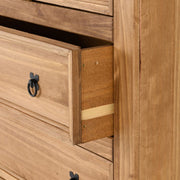 (SECONIQUE) 5 Draw, Brown, Waxed Pine, Chest Drawer - yofurn