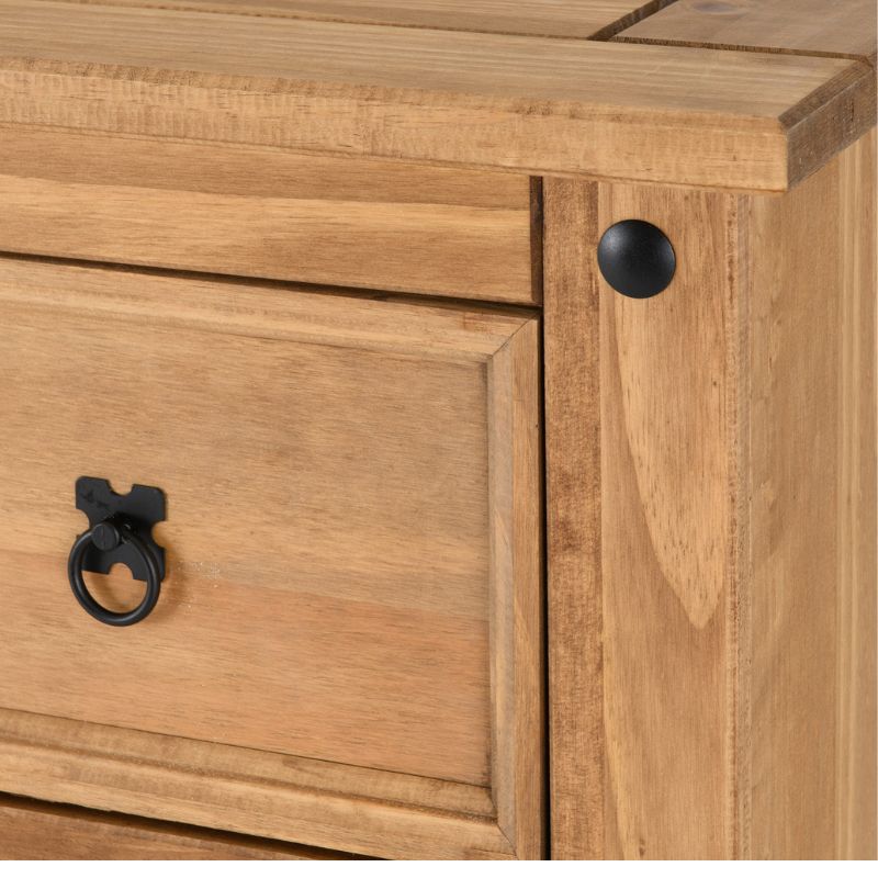 (SECONIQUE) 5 Draw, Brown, Waxed Pine, Chest Drawer - yofurn