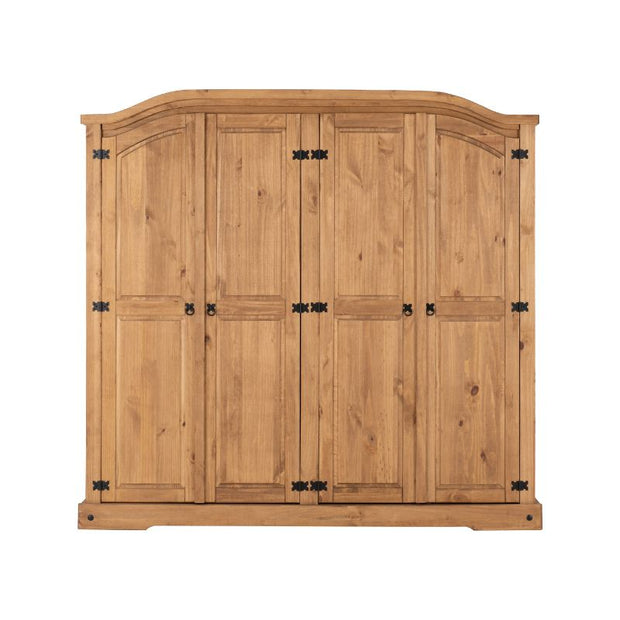 (SECONIQUE) 4 Door, Brown, Waxed Pine, Wardrobe - yofurn