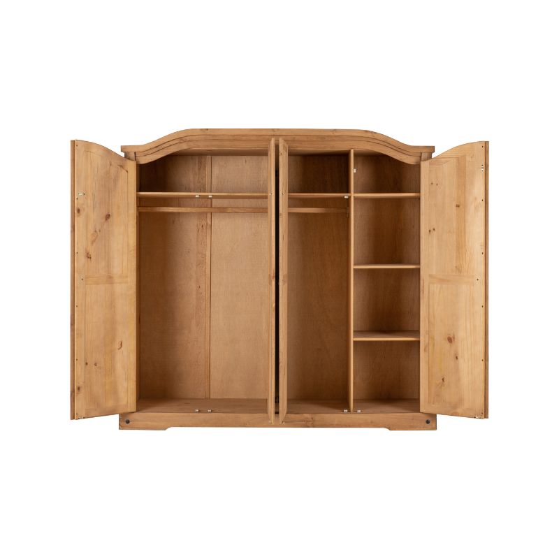 (SECONIQUE) 4 Door, Brown, Waxed Pine, Wardrobe - yofurn