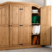 (SECONIQUE) 4 Door, Brown, Waxed Pine, Wardrobe - yofurn