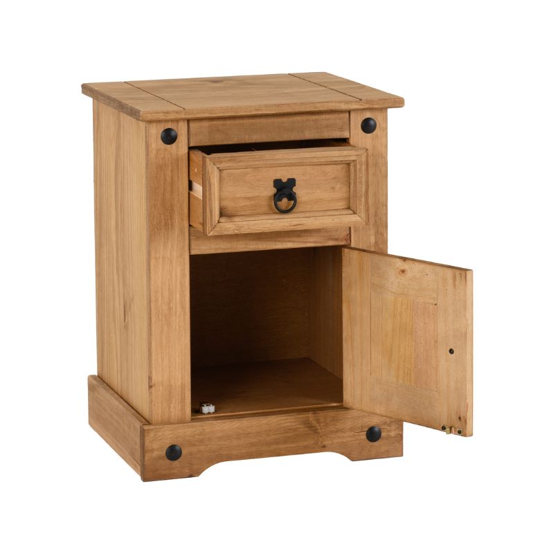 (SECONIQUE) 2 Draw, Brown, Waxed Pine, Petite, Bedside Table - yofurn