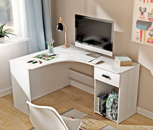 Corner Desk 155cm [White] - Lifestyle Image