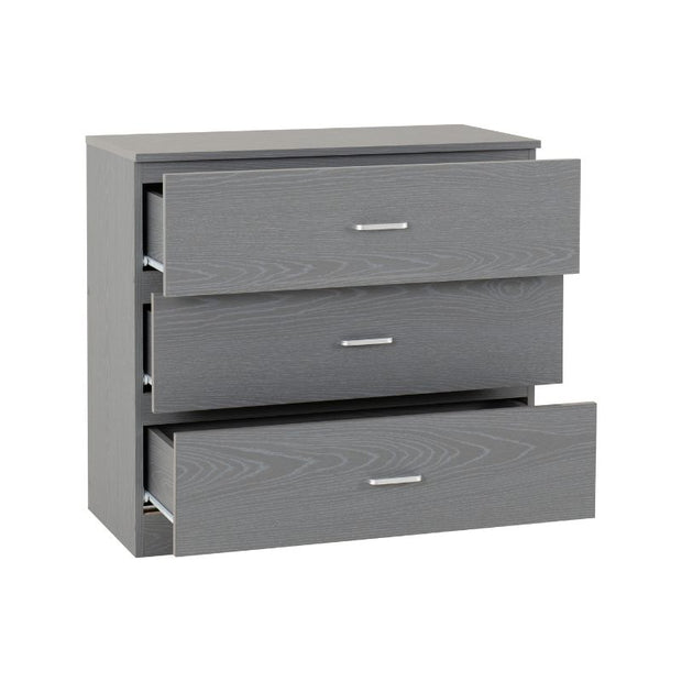 SECONIQUE, Felix, 3 Draw, Grey, Chest Drawer - yofurn