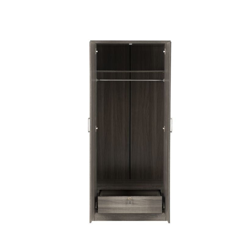 SECONIQUE, Lisbon, 2 Door, Black, Wood Grain, Wardrobe - yofurn