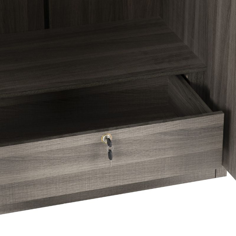 SECONIQUE, Lisbon, 2 Door, Black, Wood Grain, Wardrobe - yofurn