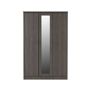 SECONIQUE, Lisbon, 3 Door, Black, Wood Grain, Wardrobe - yofurn