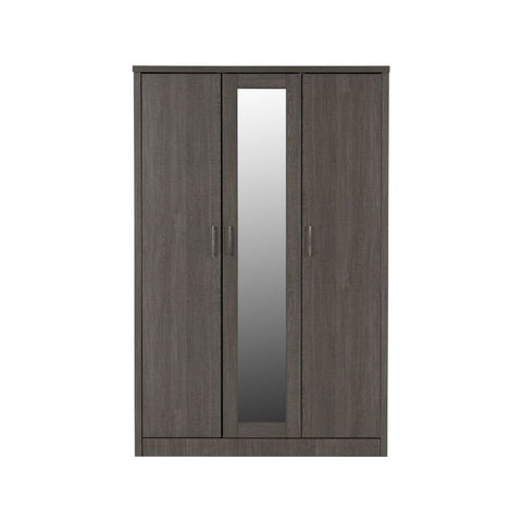 SECONIQUE, Lisbon, 3 Door, Black, Wood Grain, Wardrobe - yofurn