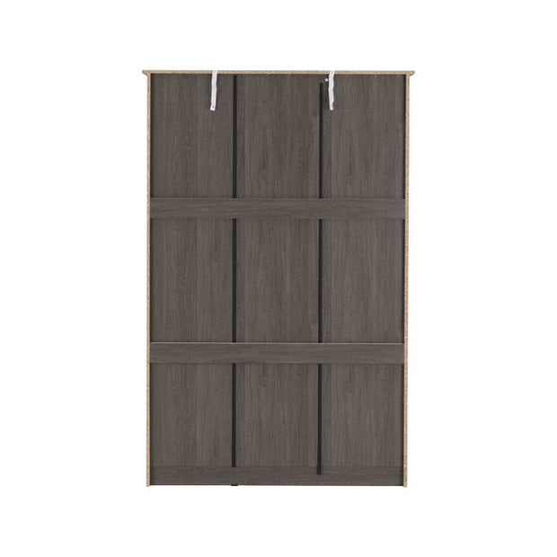 SECONIQUE, Lisbon, 3 Door, Black, Wood Grain, Wardrobe - yofurn