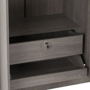 SECONIQUE, Lisbon, 3 Door, Black, Wood Grain, Wardrobe - yofurn