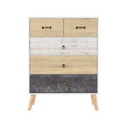 SECONIQUE, Nordic, 3+2 Draw, White, Distressed, Chest Drawer - yofurn