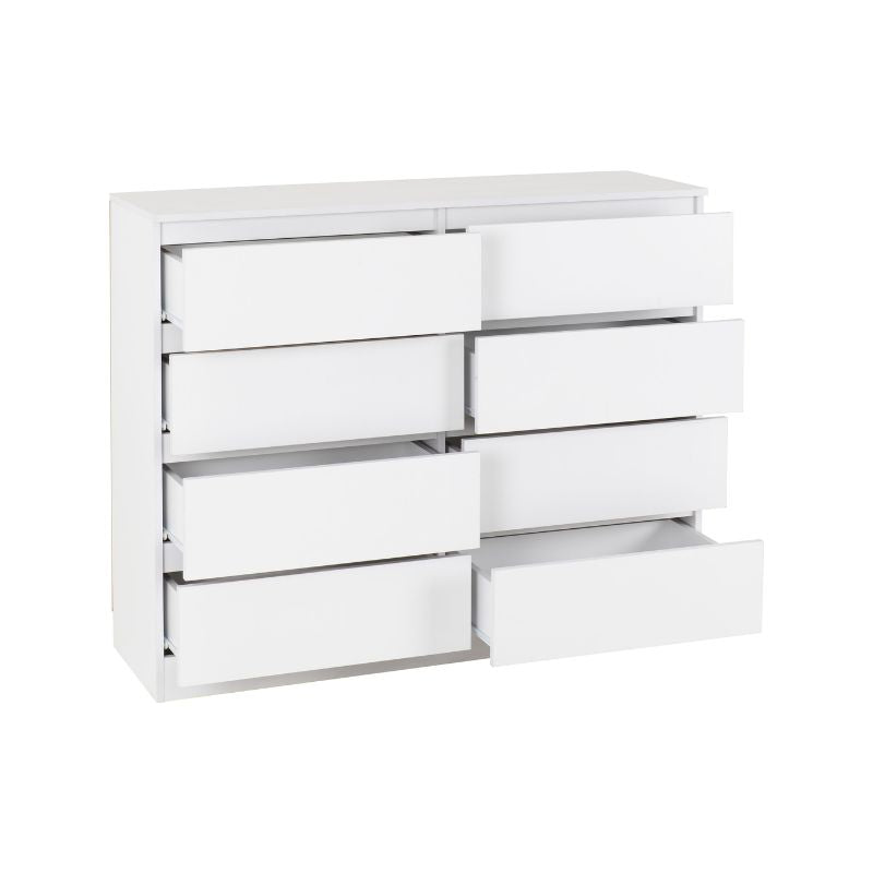 SECONIQUE, Malvern, 8 Draw, White, Chest Drawer - yofurn