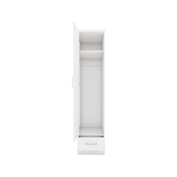 SECONIQUE, Nevada, 1 Door, 1 Draw, White, Gloss, Wardrobe - yofurn