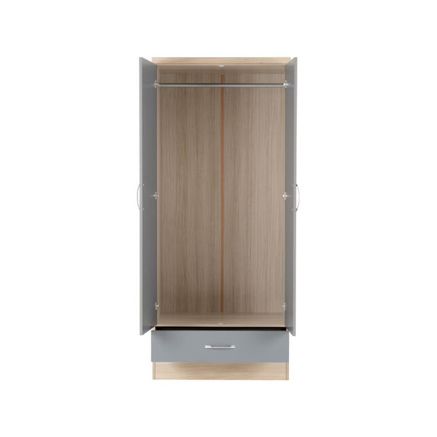 SECONIQUE, Nevada, 2 Door, 1 Draw, Gloss, Wardrobe - yofurn