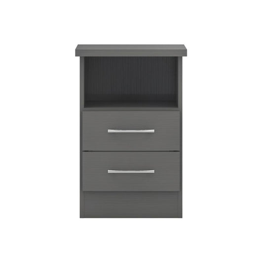 SECONIQUE, Nevada, 2 Draw, 3D Effect, Grey, Bedside Table - yofurn