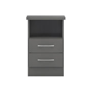 SECONIQUE, Nevada, 2 Draw, 3D Effect, Grey, Bedside Table - yofurn