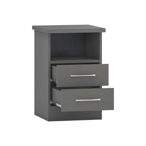 SECONIQUE, Nevada, 2 Draw, 3D Effect, Grey, Bedside Table - yofurn