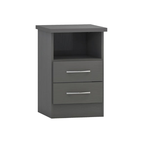 SECONIQUE, Nevada, 2 Draw, 3D Effect, Grey, Bedside Table - yofurn