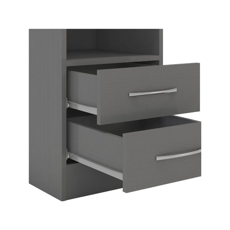 SECONIQUE, Nevada, 2 Draw, 3D Effect, Grey, Bedside Table - yofurn