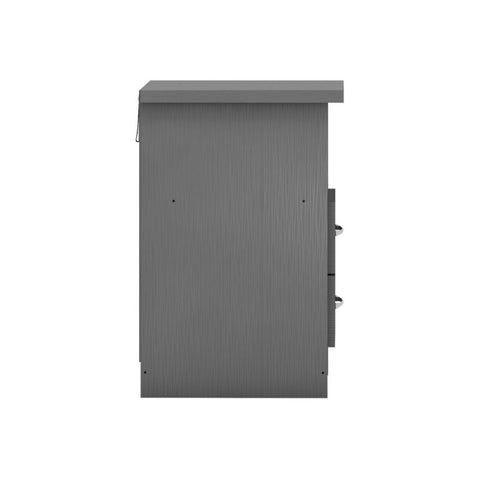 SECONIQUE, Nevada, 2 Draw, 3D Effect, Grey, Bedside Table - yofurn