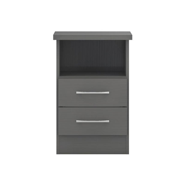 SECONIQUE, Nevada, 2 Draw, 3D Effect, Grey, Bedside Table - yofurn