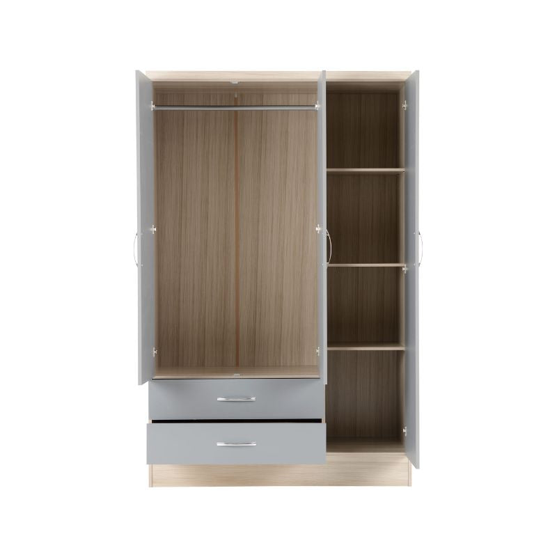 (SECONIQUE) 3 Door, 2 Draw, Mirror Door , Wardrobe by Nevada - yofurn