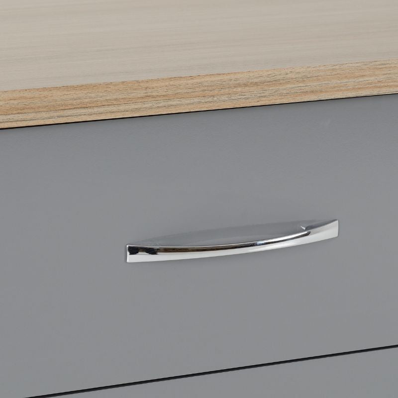 SECONIQUE, Nevada, 3 Draw, Grey, Gloss, Light Oak, Chest Drawer - yofurn