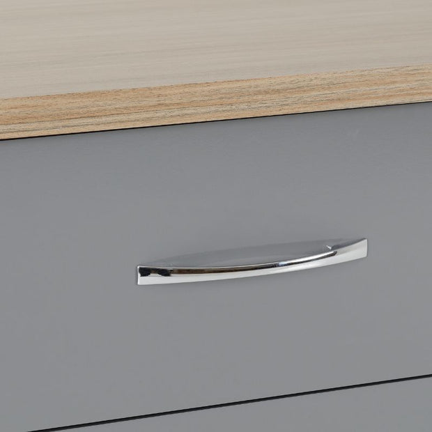 SECONIQUE, Nevada, 3 Draw, Grey, Gloss, Light Oak, Chest Drawer - yofurn