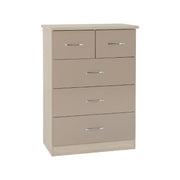 SECONIQUE, Nevada, 3+2 Draw, Oyster, Gloss, Light Oak, Chest Drawer - yofurn