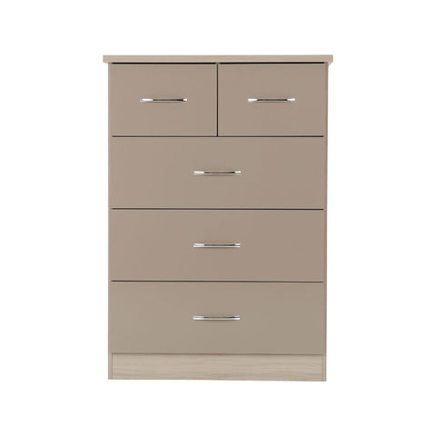 SECONIQUE, Nevada, 3+2 Draw, Oyster, Gloss, Light Oak, Chest Drawer - yofurn