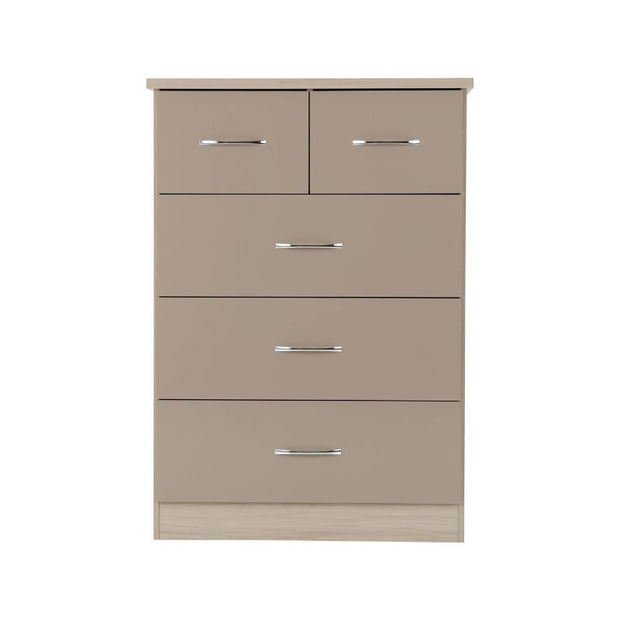 SECONIQUE, Nevada, 3+2 Draw, Oyster, Gloss, Light Oak, Chest Drawer - yofurn