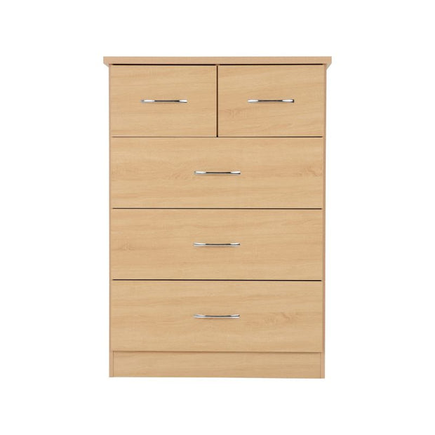 SECONIQUE, Nevada, 5 Drawer, Sonoma Oak Effect, Chest Drawer - yofurn