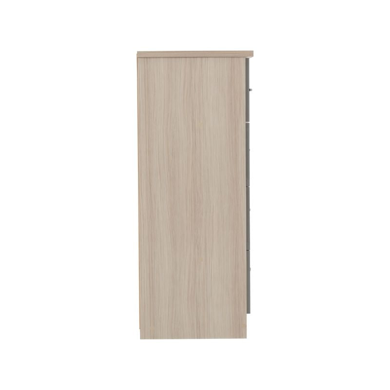 SECONIQUE, Nevada, 5 Draw, Grey, Gloss, Light Oak, Low, Wardrobe - yofurn