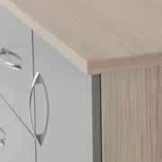 SECONIQUE, Nevada, 5 Draw, Grey, Gloss, Light Oak, Low, Wardrobe - yofurn