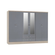 (SECONIQUE) 6 Door, 2 Draw, 2 Door, Mirror Door, Wardrobe by Nevada - yofurn