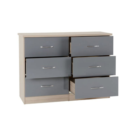 SECONIQUE, Nevada, 6 Draw, Gloss, Chest Drawer - yofurn