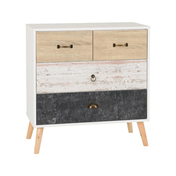 SECONIQUE, Nordic, 2+2 Draw, White, Distressed, Chest Drawer - yofurn