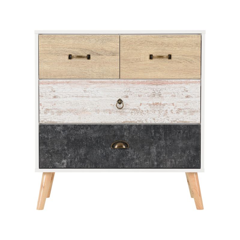 SECONIQUE, Nordic, 2+2 Draw, White, Distressed, Chest Drawer - yofurn