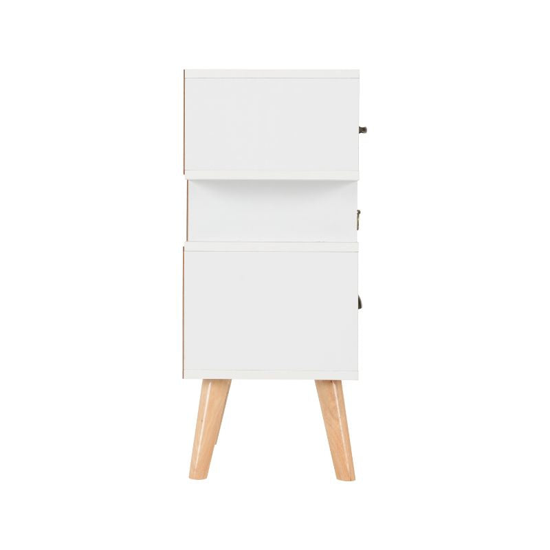 SECONIQUE, Nordic, 3 Draw, White, Distressed, Bedside Table - yofurn