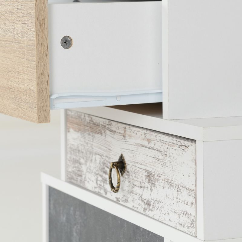 SECONIQUE, Nordic, 3 Draw, White, Distressed, Bedside Table - yofurn